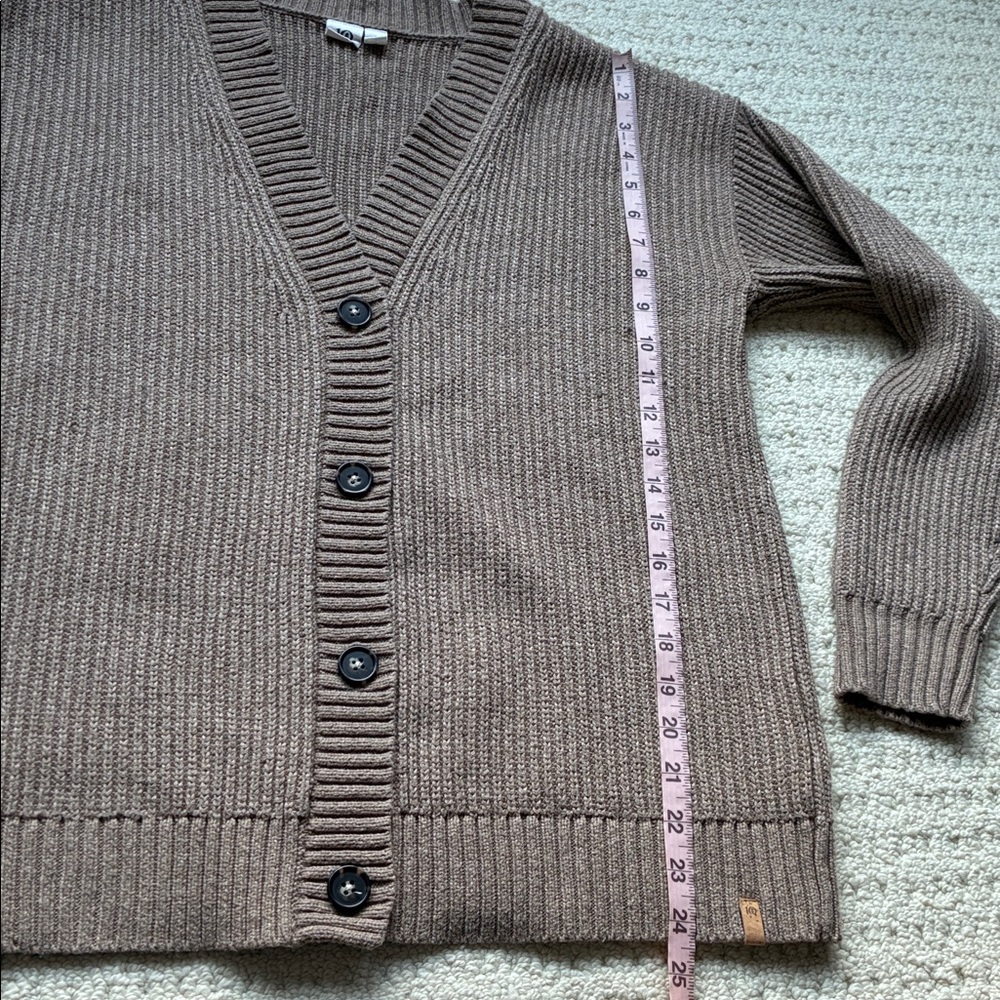 Tentree Women’s Long Wool Cotton Cardigan Sweater in Dark Elwood Heather Small - Picture 11 of 13